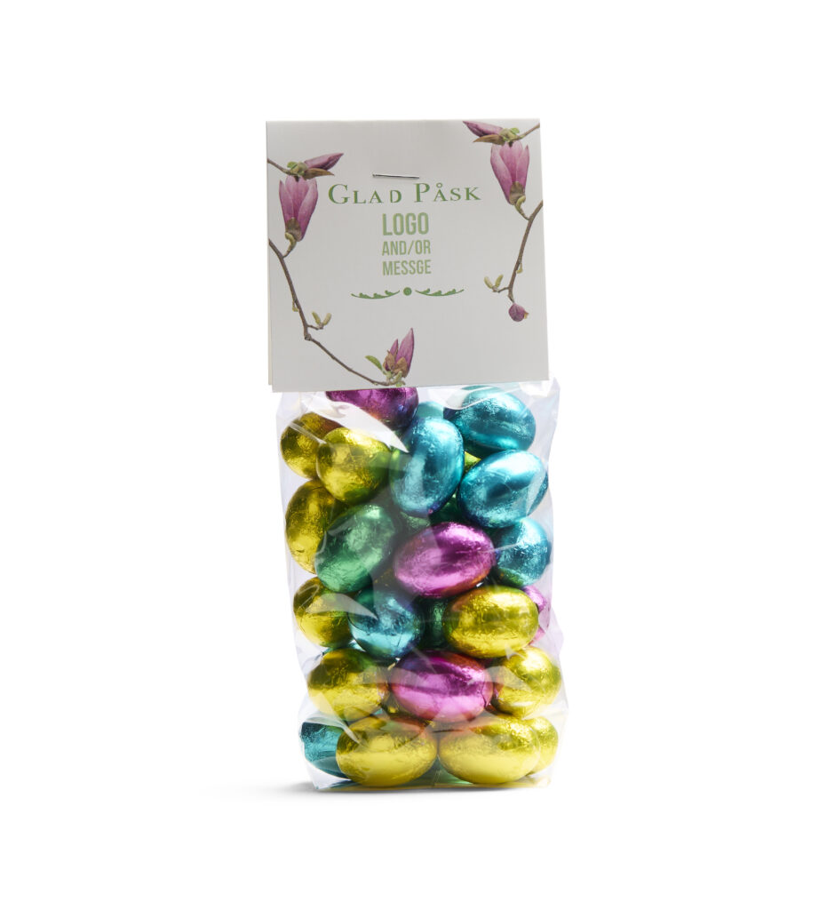Easter cello bag i Magnolia motiv fylld med nougat ägg