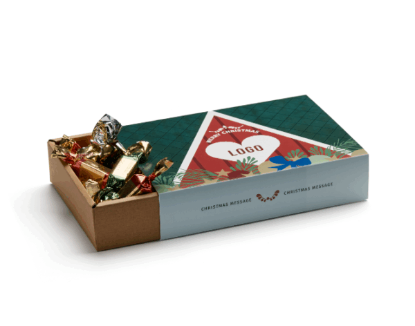 Christmas box 500g med Mora motiv fylld av italienska praliner