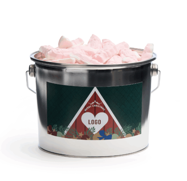 Christmas bucket med Mora motiv fylld med julskum