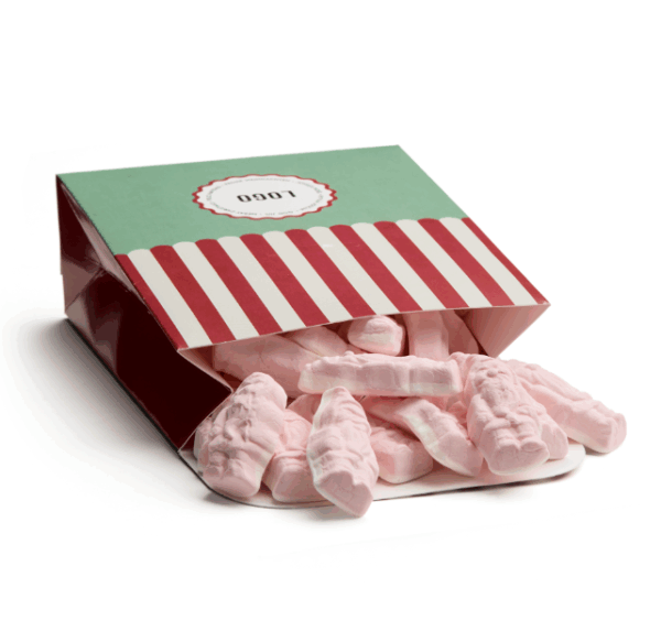 Christmas giftbag med carnival tema fylld med julskum
