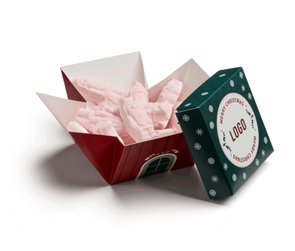 Christmas cube box med Mora motiv fylld med julskum